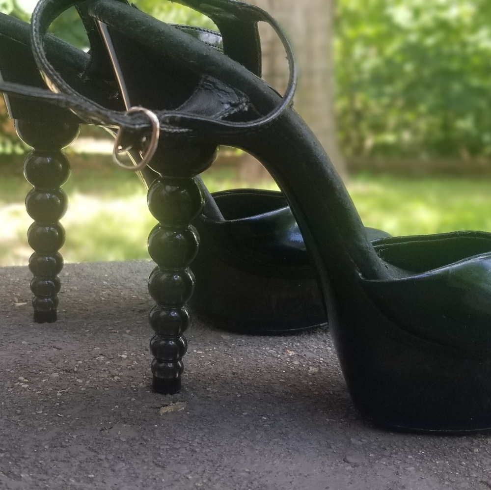 Platform Black Stripper heels